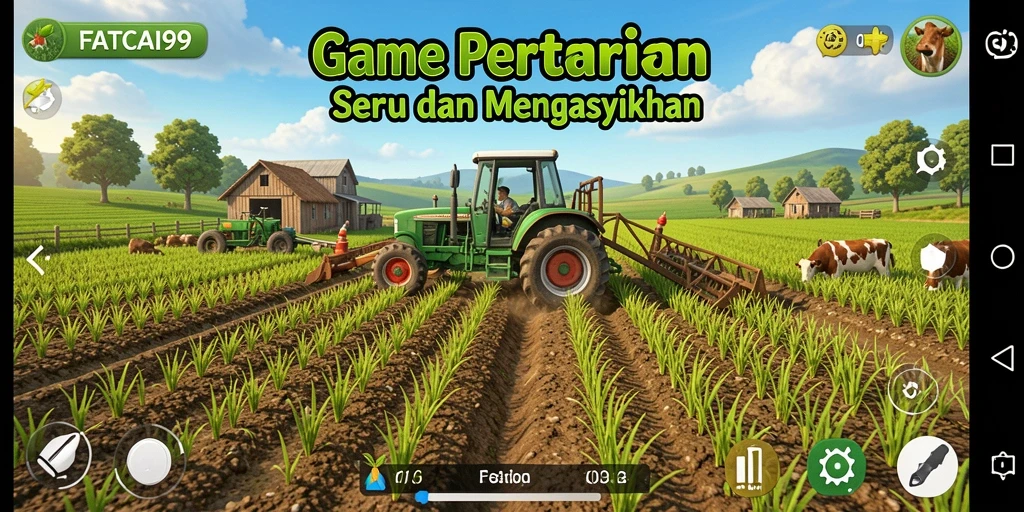 Screenshot dari gameplay seru di FATCAI99 bertema pertanian.