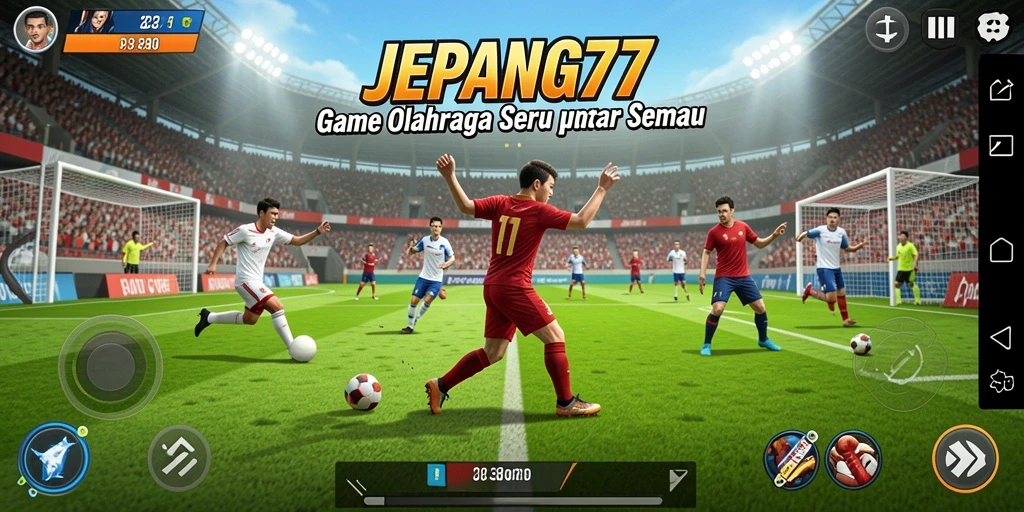 Tangkapan layar utama JEPANG77 menampilkan aksi gameplay olahraga yang mendebarkan.