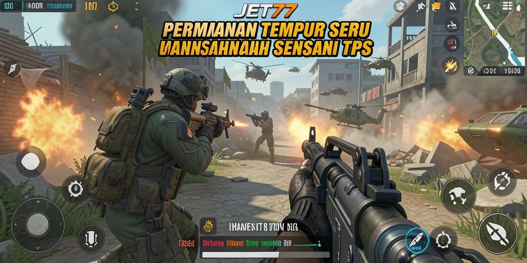 Tampilan utama <strong>JET77</strong> menunjukkan aksi intens di medan tempur.