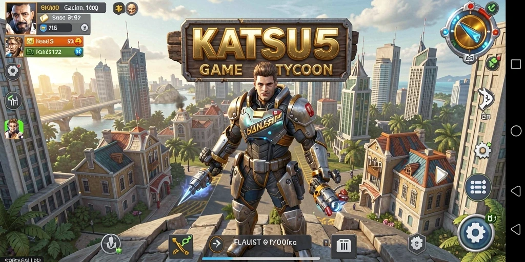 Tampilan menarik dari gameplay KATSU5 yang menunjukkan manajemen bisnis Tycoon.