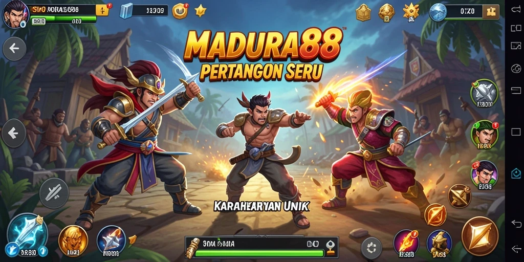 Tampilan seru pertarungan di MADURA88 dengan karakter dinamis.