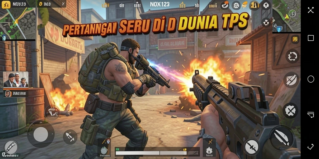 Screenshot gameplay NOX123 dengan aksi pertarungan intens.