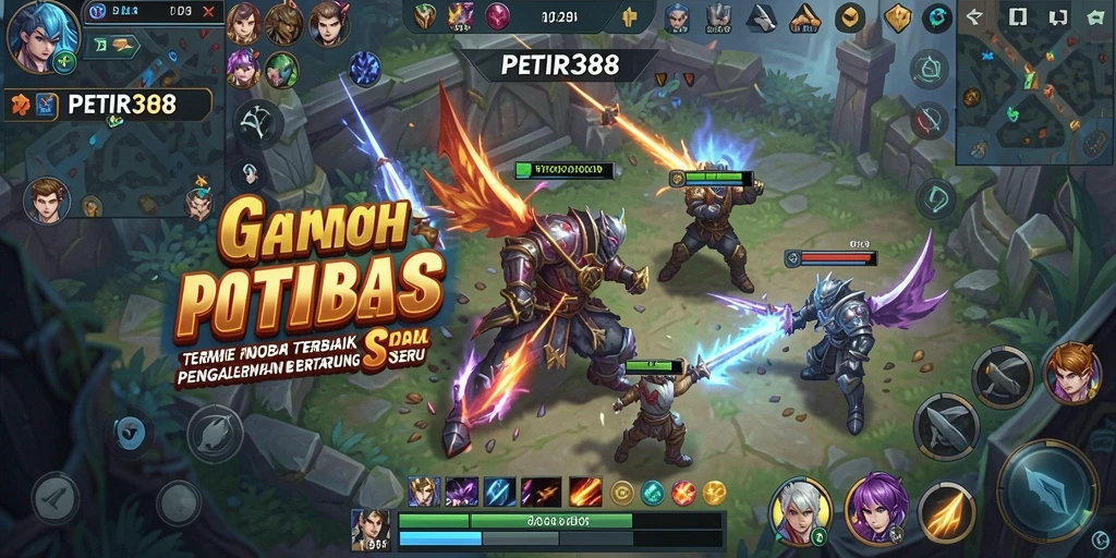 Screenshot menunjukkan aksi seru dalam pertempuran MOBA.