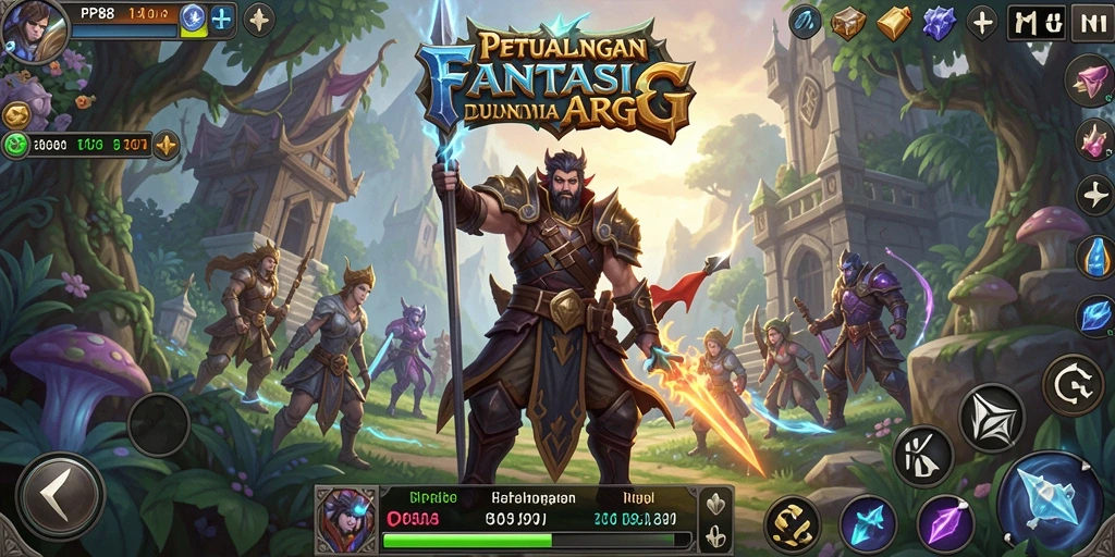 Tangkapan layar menampilkan pertarungan epik dalam ARPG.