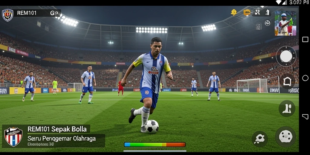 Tampilan gameplay <strong>REMI101</strong> yang mendebarkan dalam aksi sepak bola.