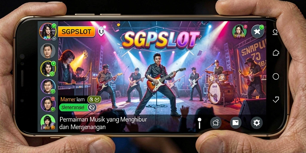 Tampilan gameplay SGPSLOT yang penuh warna dan musik yang meriah.