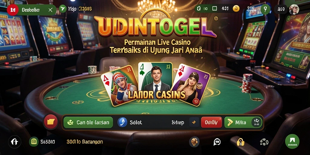 Screenshot utama UDINTOGEL menampilkan gameplay Live Casino yang mendebarkan.