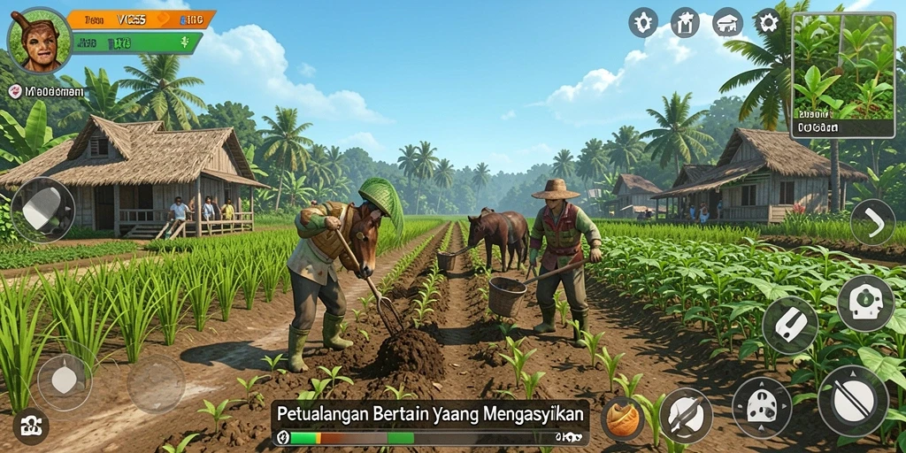 Gameplay seru bertani dan mengelola peternakan.