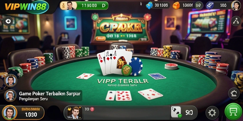 Screenshot VIPWIN88 menampilkan aksi intens permainan Poker.