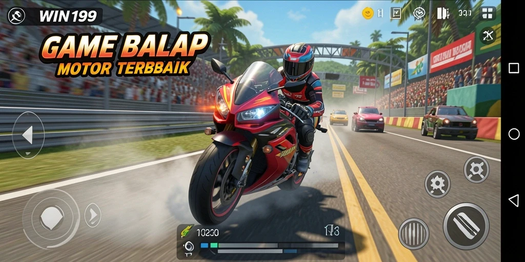 Screenshot gameplay WIN199 menunjukkan balapan yang seru dan mendebarkan.